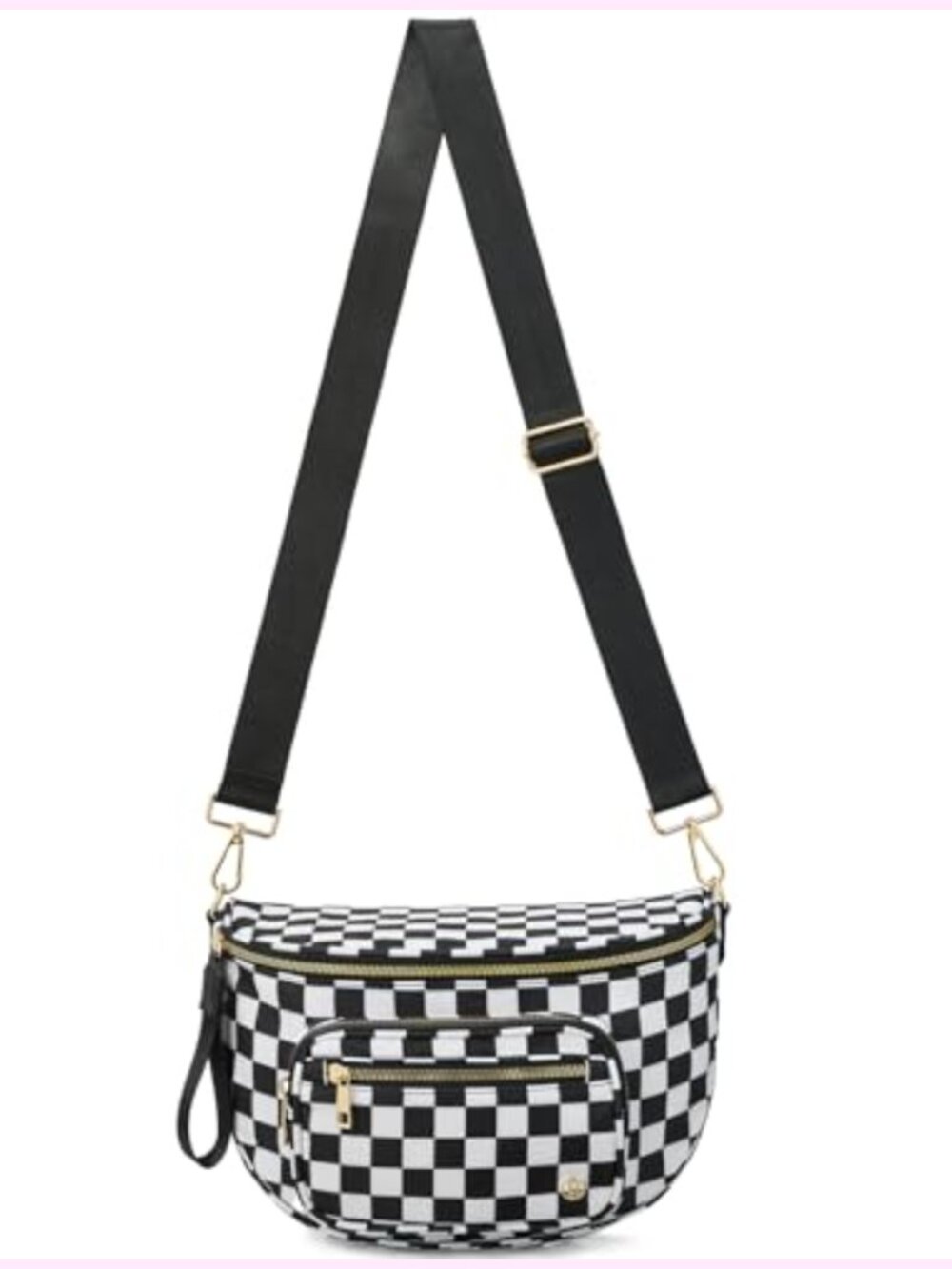 Crossbody Bag Vegan Leather Checkered Bum Bag Waist Pack Purse